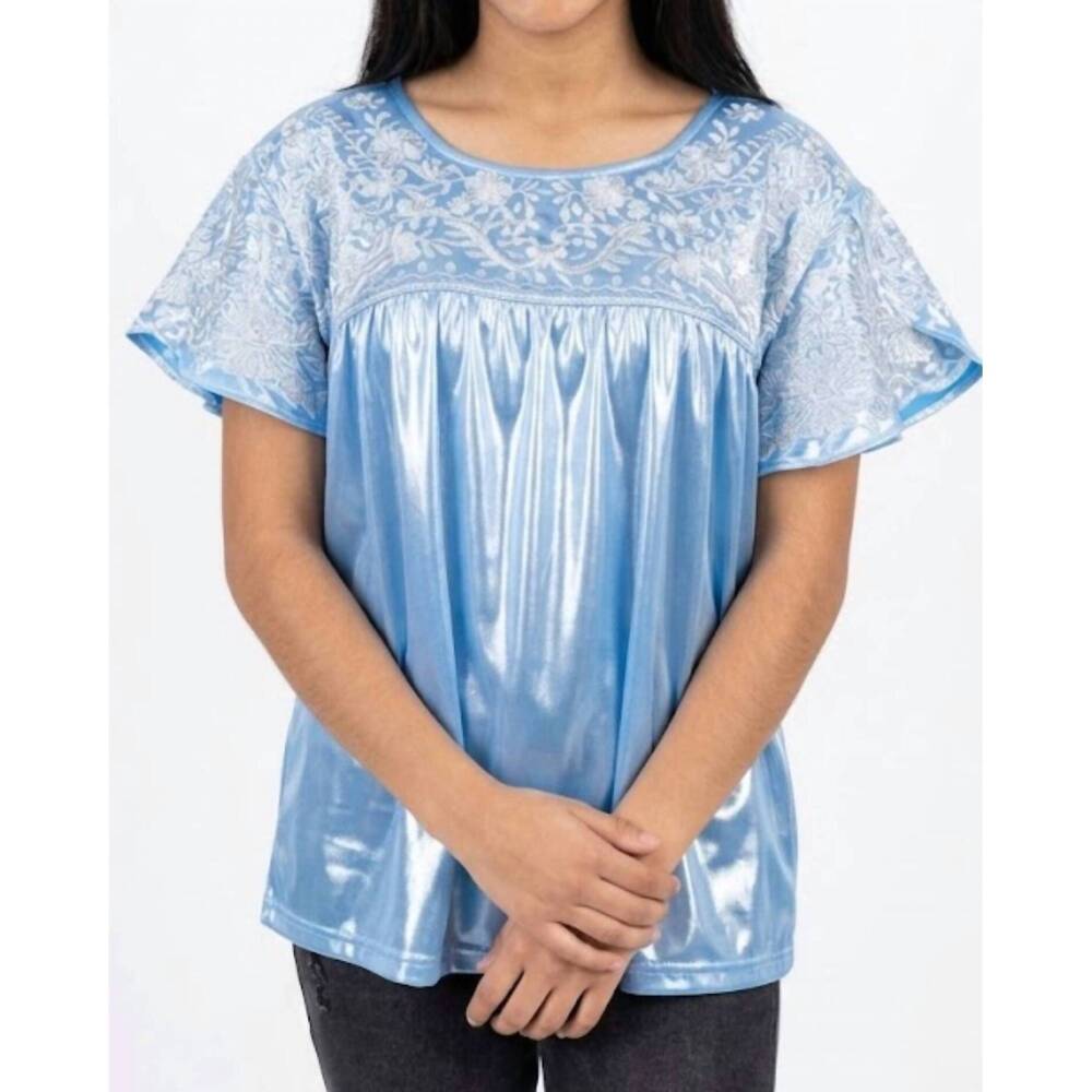 NEW LAYERZ CLOTHING moonlight shimmer top in blue